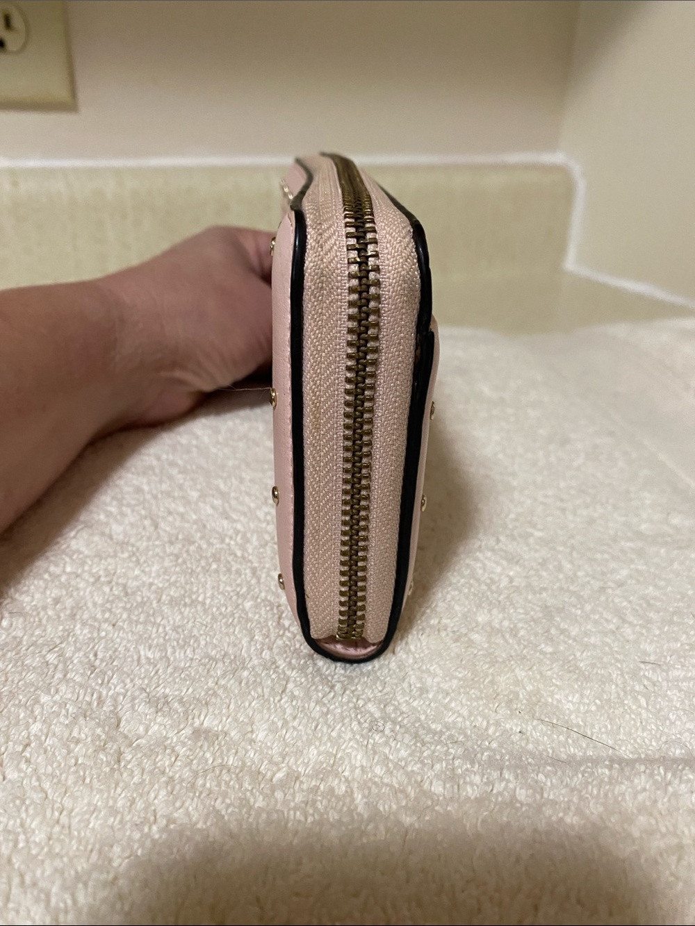 Kate Spade Pink Stud Trim Zip-Around Wallet - Picture 3 of 14